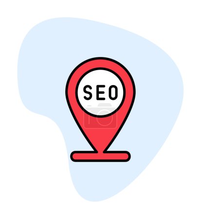 Illustration for Location pin icon with seo sign, vector illustration simple design - Royalty Free Image