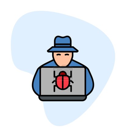 Téléchargez les illustrations : Simple icône Computer Hacker, illustration vectorielle - en licence libre de droit