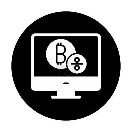 Téléchargez les photos : Moniteur d'ordinateur avec icône vectorielle signe Bitcoin. Symbole, illustration du logo. Graphiques vectoriels - en image libre de droit