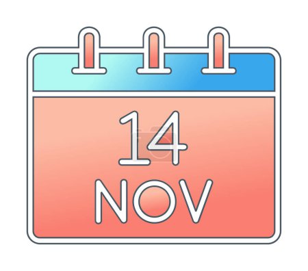 World Diabetes Day icon. 14 November date on calendar, vector illustration.