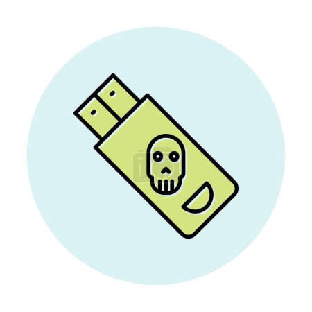 simple flat Danger sign on pendrive, solid design of hacked usb vector