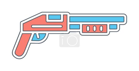 Téléchargez les illustrations : Icône plate fusil de chasse, illustration vectorielle - en licence libre de droit