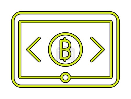 Ilustración de Tableta con signo de bitcoin icono web, ilustración vectorial - Imagen libre de derechos