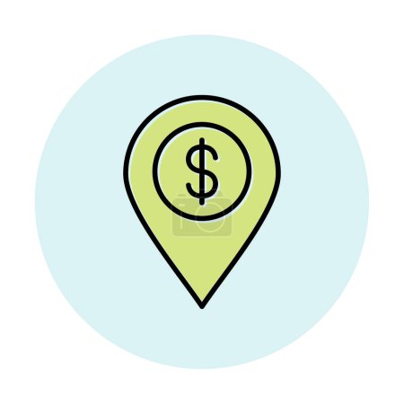 Ilustración de Icono de ubicación dólar, ilustración vectorial - Imagen libre de derechos