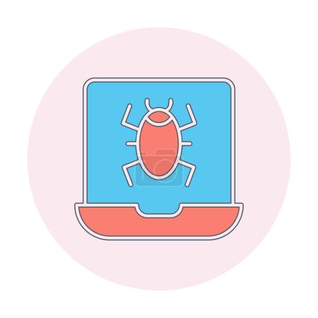 Téléchargez les illustrations : Icône Web d'ordinateur portable infecté par le virus, illustration vectorielle - en licence libre de droit