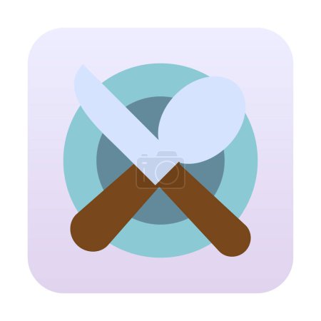 Ilustración de Cuchillo y tenedor en la placa, icono de la harina, ilustración de vectores - Imagen libre de derechos