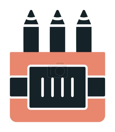 Téléchargez les illustrations : Illustration vectorielle d'icônes crayons de couleur - en licence libre de droit