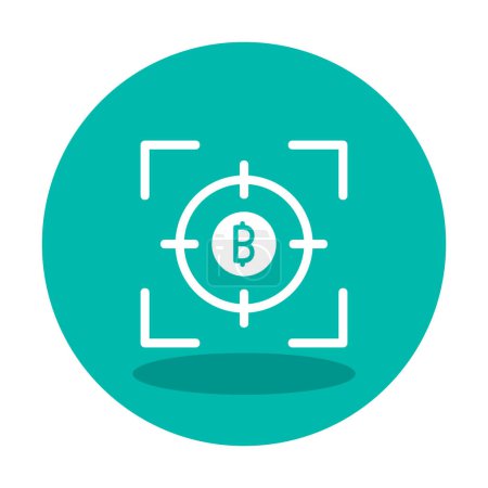 Téléchargez les illustrations : Bitcoin plat simple et cible. icône web - en licence libre de droit