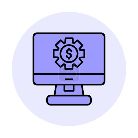 Illustration for Computer monitor with dollar symbol icon. Online shopping concept. Earnings in the Internet, marketing. Vector Illustration - Royalty Free Image