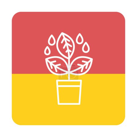 Téléchargez les illustrations : Plante en pot avec feuilles, illustration vectorielle - en licence libre de droit