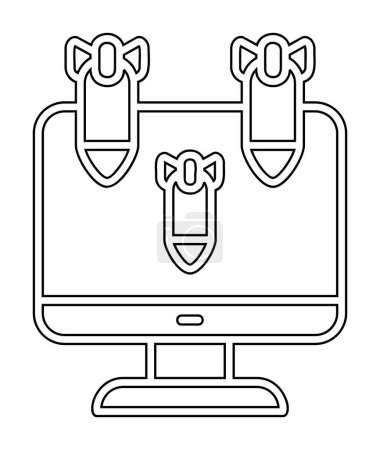 Illustration for Simple flat Computer monitor with Dos hacker bombs - Royalty Free Image