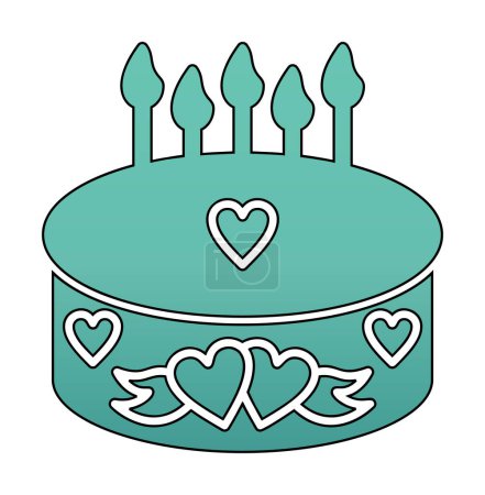 Illustration for Cake with candles and hearts icon vector illustration design - Royalty Free Image