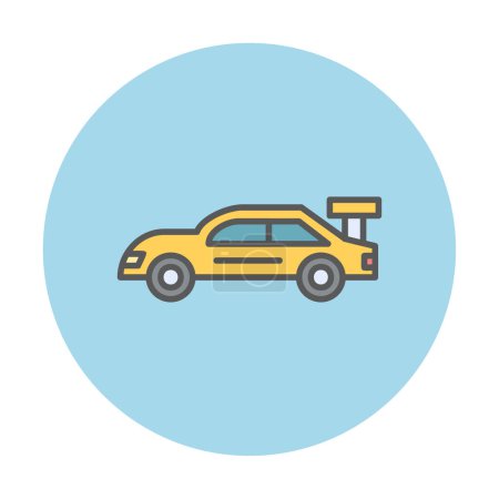 Téléchargez les illustrations : Plat simple Race Car icône, vecteur illustration design - en licence libre de droit
