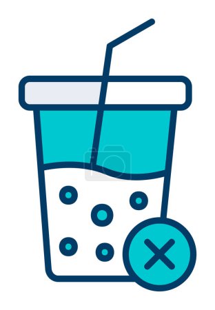 Téléchargez les illustrations : Simple Pas de boisson gazeuse icône, illustration vectorielle - en licence libre de droit