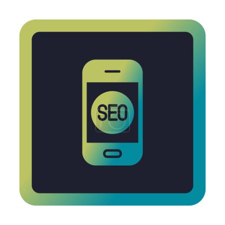 Illustration for Smartphone icon with SEO sign, vector illustration - Royalty Free Image