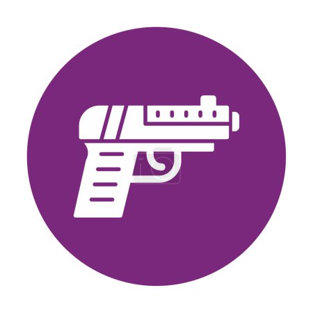 Téléchargez les illustrations : Icône pistolet sur fond violet - en licence libre de droit