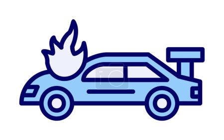 Ilustración de Accidente de coche en el fuego icono vector ilustración - Imagen libre de derechos