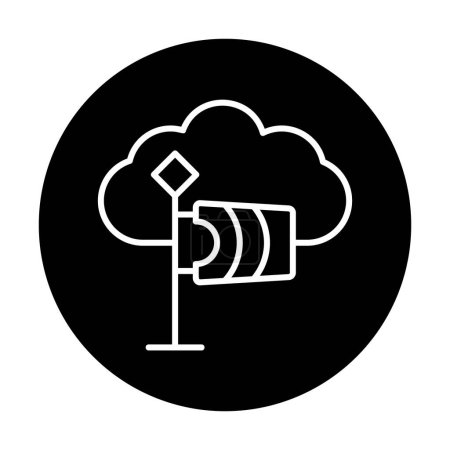Téléchargez les illustrations : Icône du nuage de surveillance du vent, illustration vectorielle - en licence libre de droit