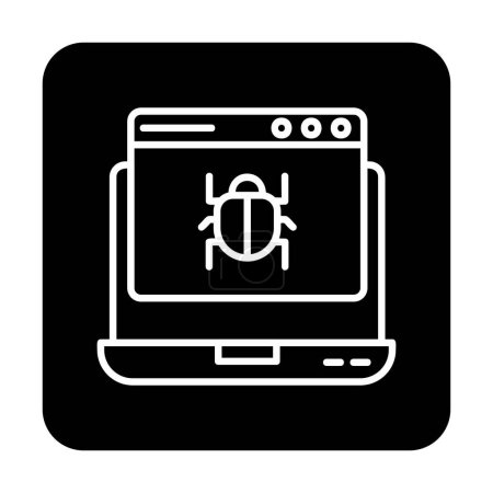 Illustration for Simple flat laptop computer infected by malware  icon  vector - Royalty Free Image