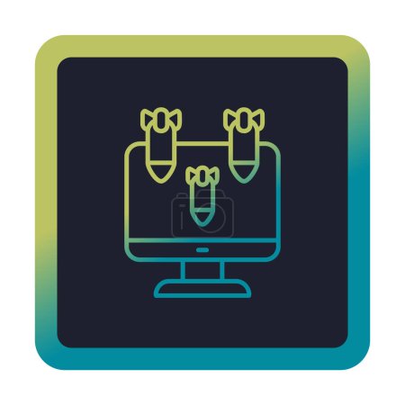 Ilustración de Monitor de computadora plano simple con dos bombas hacker - Imagen libre de derechos