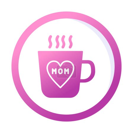 Téléchargez les illustrations : Icône de tasse à café avec symbole de coeur et l'inscription maman, illustration vectorielle - en licence libre de droit