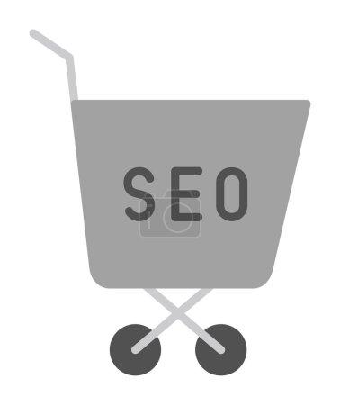 Illustration for Vector illustration of Shopping Cart icon with SEO symbol - Royalty Free Image