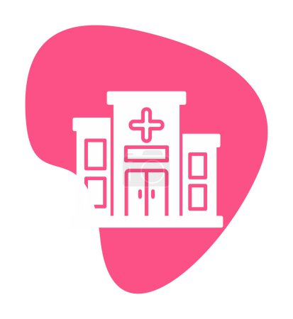 Téléchargez les illustrations : Illustration vectorielle d'icône d'immeuble d'hôpital plat - en licence libre de droit