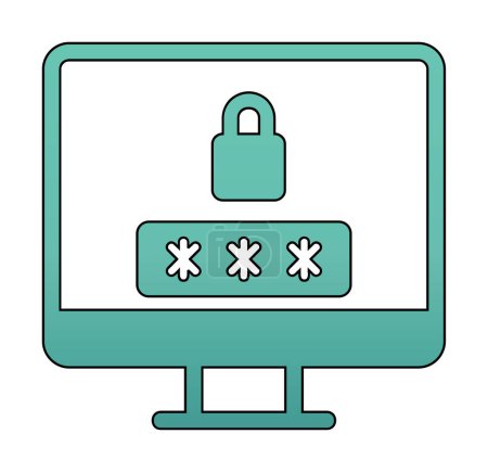Illustration for Simple Computer monitor Lock screen icon, vector illustration - Royalty Free Image