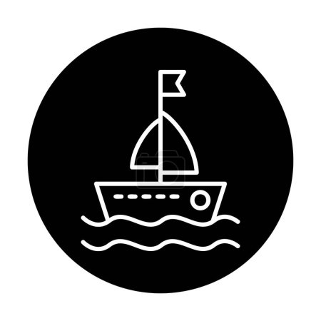 Téléchargez les illustrations : Illustration vectorielle d'icône de voilier plat - en licence libre de droit