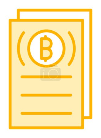 Illustration for Vector illustration of papers and bitcoin icon - Royalty Free Image