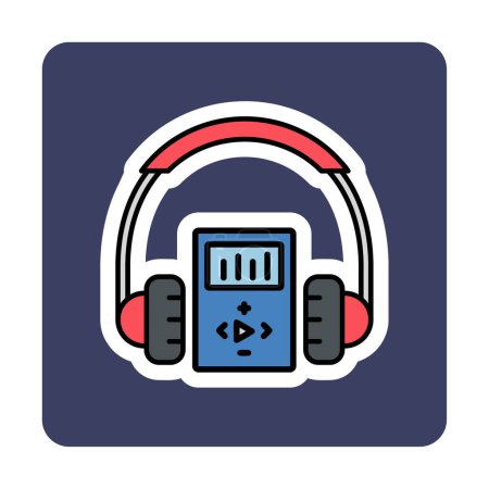 Illustration for Flat headphones icon, vector illustration concept for web banner, web and mobile, infographics. - Royalty Free Image