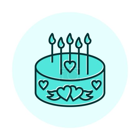 Ilustración de Pastel con velas y corazones icono vector ilustración diseño - Imagen libre de derechos