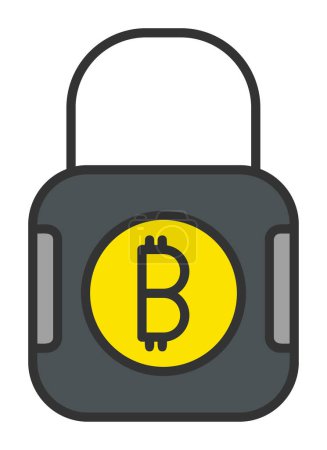 Illustration for Flat bitcoin Paid Lock icon illustration - Royalty Free Image