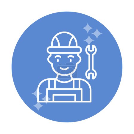 Illustration for Car mechanic man icon. illustration of man with wrench and hardhat vector icons for web - Royalty Free Image
