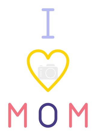 Téléchargez les illustrations : J'aime maman icône plate, illustration vectorielle - en licence libre de droit