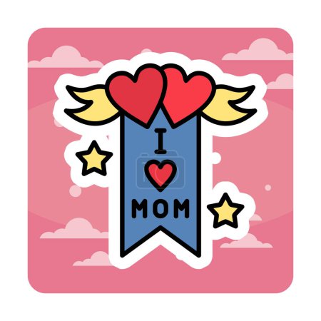 Téléchargez les illustrations : J'adore l'icône vectorielle de maman. Bannière vectorielle. - en licence libre de droit