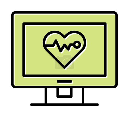 Téléchargez les illustrations : Icône de battement de coeur, illustration vectorielle, information sur les soins de santé - en licence libre de droit