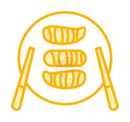Ilustración de Sushi en el icono de la placa, ilustración vectorial - Imagen libre de derechos