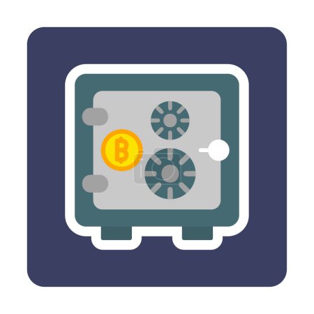 Téléchargez les illustrations : Plat Bitcoin crypto-monnaie Locker icône vecteur - en licence libre de droit
