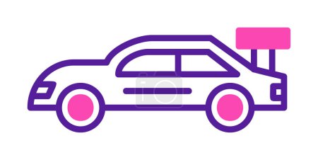 Téléchargez les illustrations : Plat simple Race Car icône, vecteur illustration design - en licence libre de droit