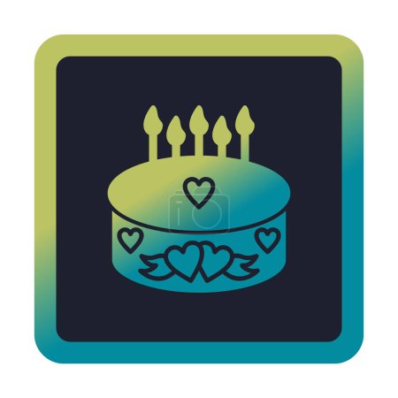 Téléchargez les illustrations : Gâteau avec des bougies et des cœurs icône vectoriel illustration design - en licence libre de droit