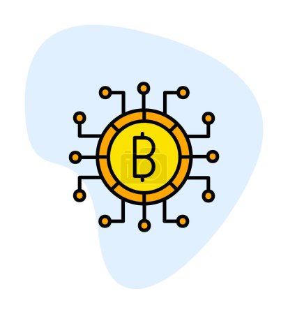 Ilustración de Icono de dinero digital con signo de Bitcoin, ilustración vectorial - Imagen libre de derechos