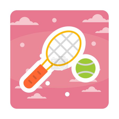 Téléchargez les illustrations : Balle de tennis et raquette design vectoriel icône de style ligne - en licence libre de droit