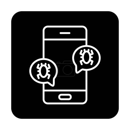 Illustration for Smartphone infected with viruses, vector illustration simple design - Royalty Free Image