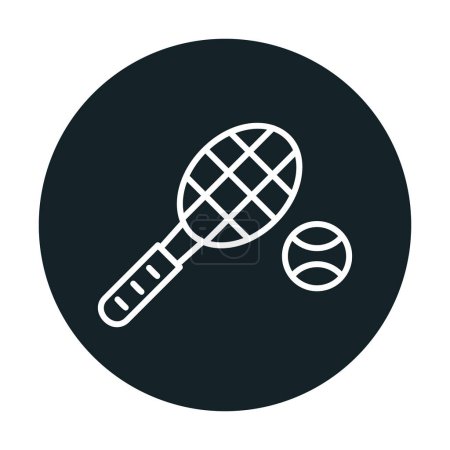 Téléchargez les photos : Balle de tennis et raquette design vectoriel icône de style ligne - en image libre de droit