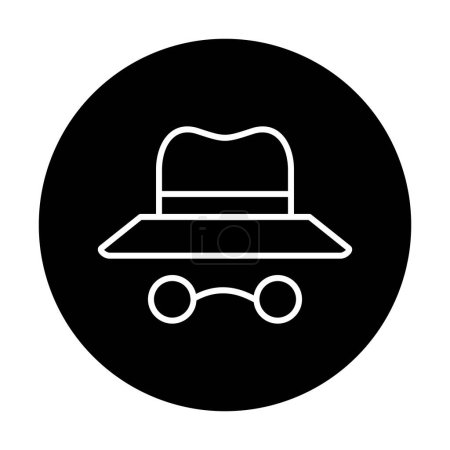 Agent icon. Spy sunglasses. Hat and glasses web icon, vector illustration