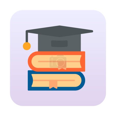 Illustration for Flat graduation cap and books icon  illustration - Royalty Free Image