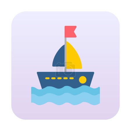 Téléchargez les illustrations : Illustration vectorielle d'icône de voilier plat - en licence libre de droit