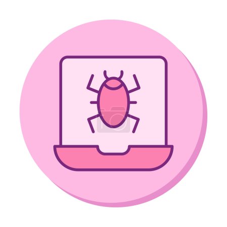 Virus infected laptop web icon, vector illustration