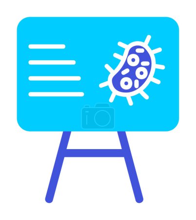 Ilustración de Tablero de presentación con icono de bacterias, ilustración de vectores - Imagen libre de derechos